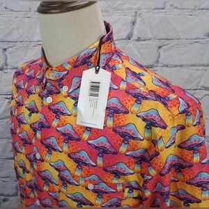 NWT WESC Men's Oden Button Down Shirt Magic Mushrooms AOP Shrooms Unisex Small